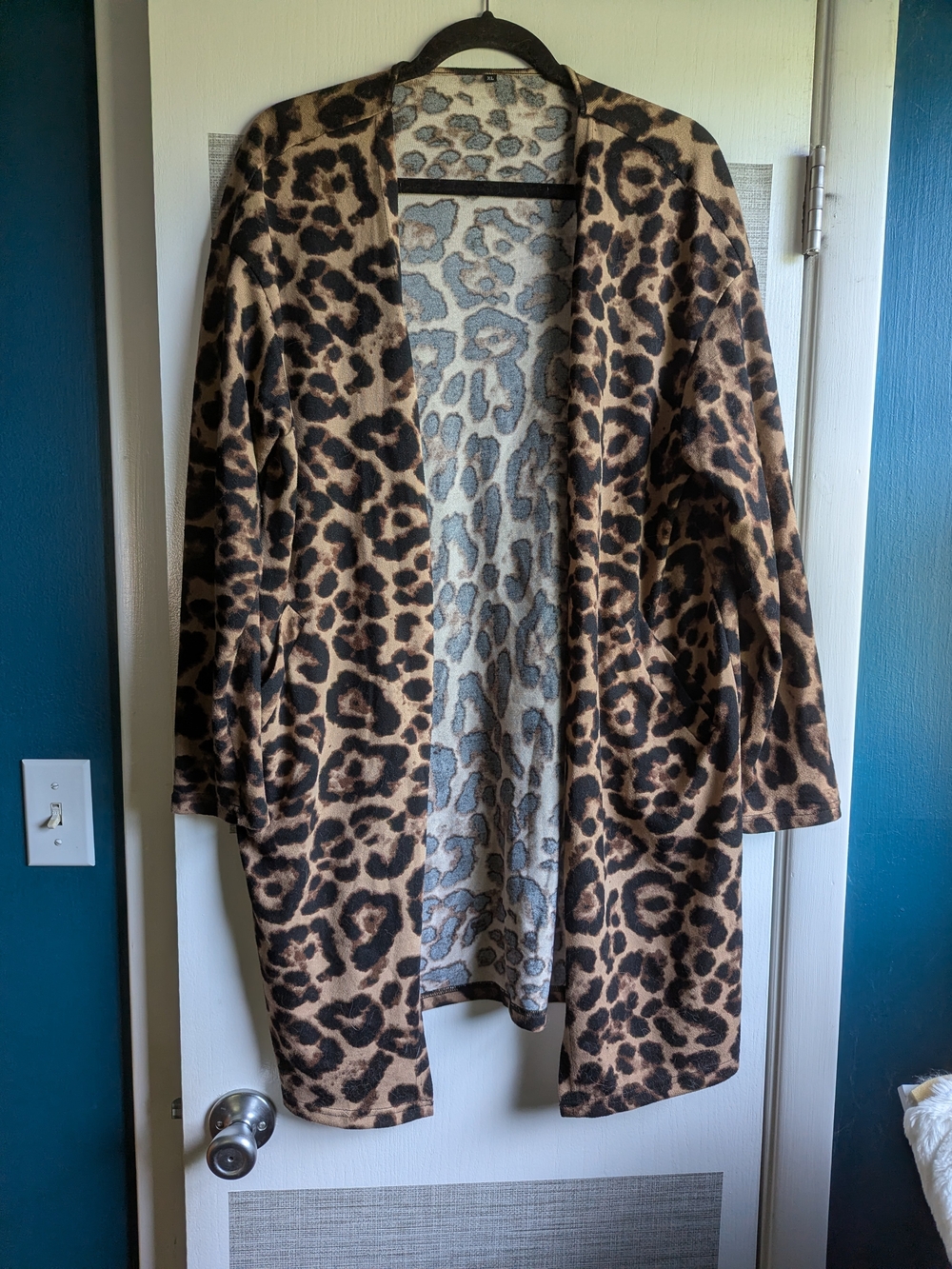 Leopard Print Open-Front Long Cardigan